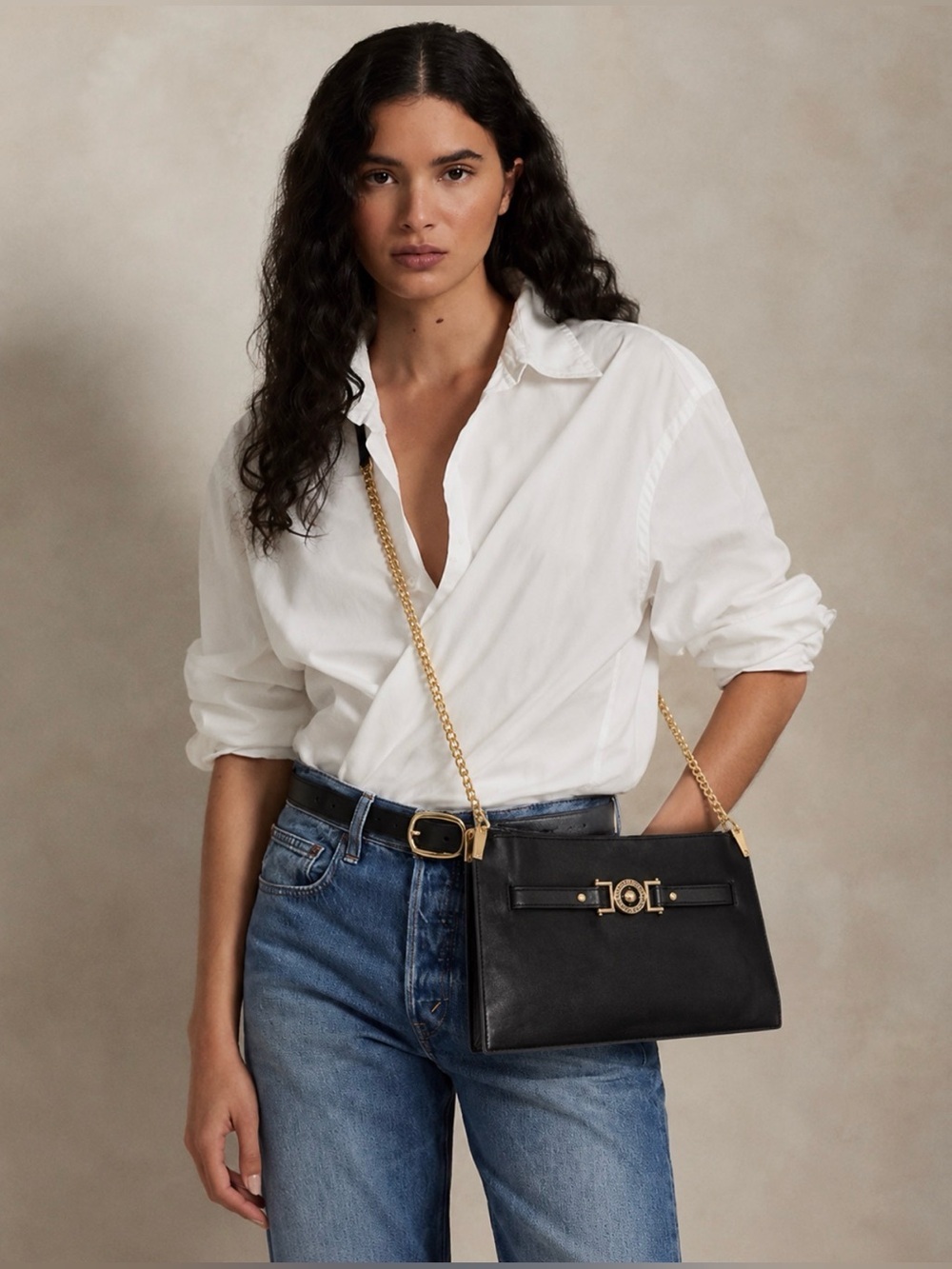 NWT Black Wristlet or Clutch Bag Gold Hardware Shoulder Crossbody Casual Cocktai